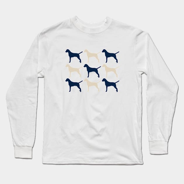 Dalmatian Dogs in Navy blue and Cream Long Sleeve T-Shirt by Bridgett3602